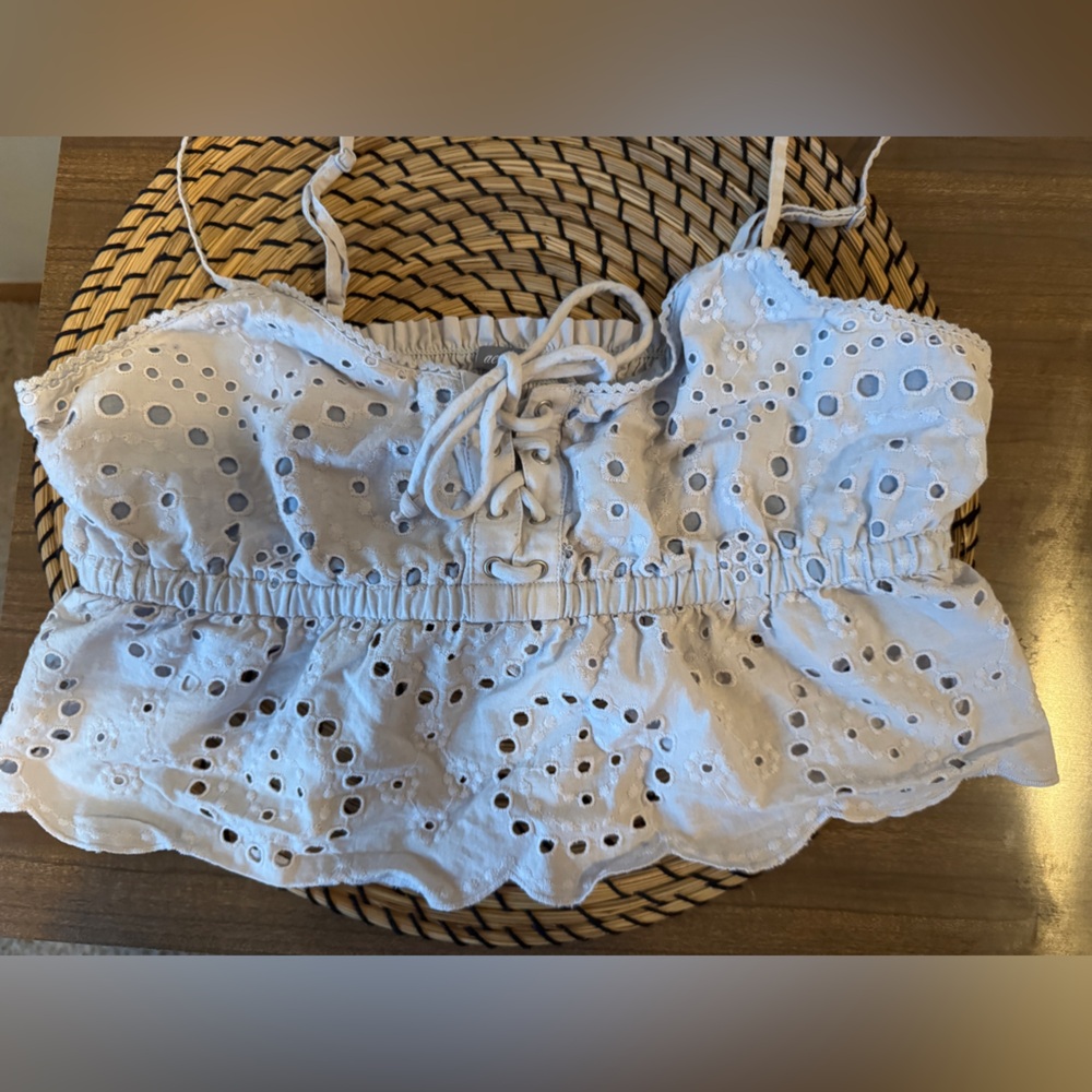 Aerie Blue Eyelet Top - Size XS